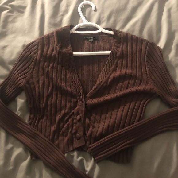 Brown Buttoned Long Sleeve Top - Picture 1 of 3